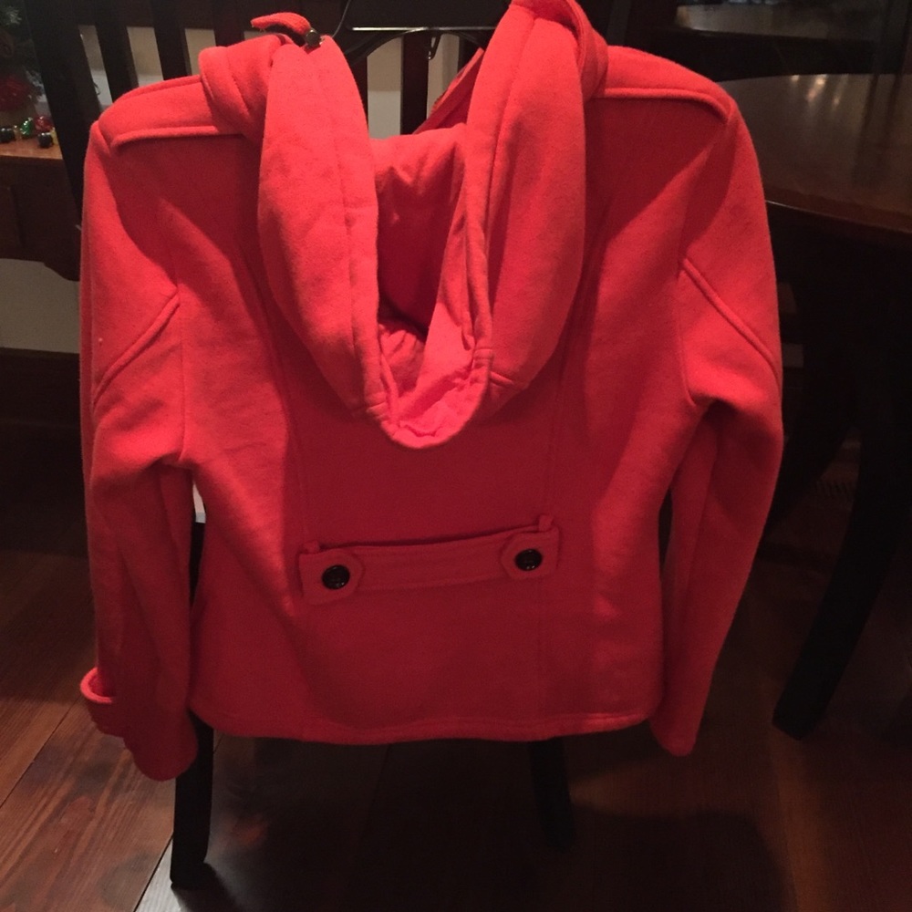 Orange sweatshirt pea coat - Picture 2 of 4